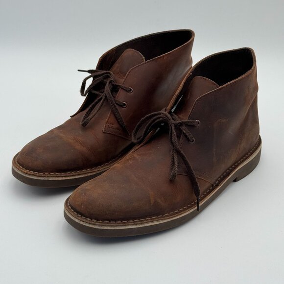 Clarks Desert Boot Evo Beeswax Leather Brown Mens Chukka Ankle Boots Size 10.5 - Picture 1 of 9